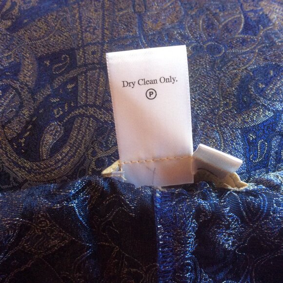 Coldwater Creek Blue Metallic 100% Silk 80s High Waist Trousers Size Medium - Picture 4 of 4